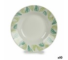 Assiette creuse Blanc Vert Ø 20,6 cm Volets Porcelaine (10 Unités)