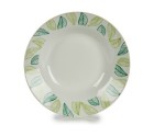 Plato Hondo Blanco Verde Ø 20,6 cm Hojas Porcelana (10 Unidades)