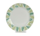 Plato de Postre Hojas Blanco Verde Ø 19 cm Porcelana (10 Unidades)