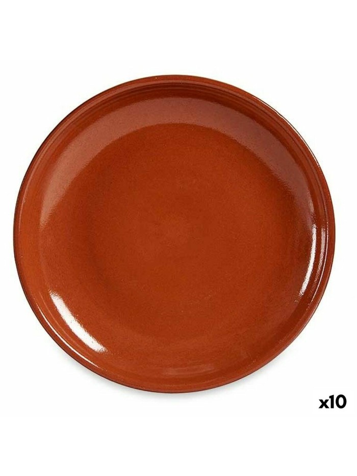 Plato Llano Barro cocido 23 x 2 x 23 cm Carne (10 Unidades)