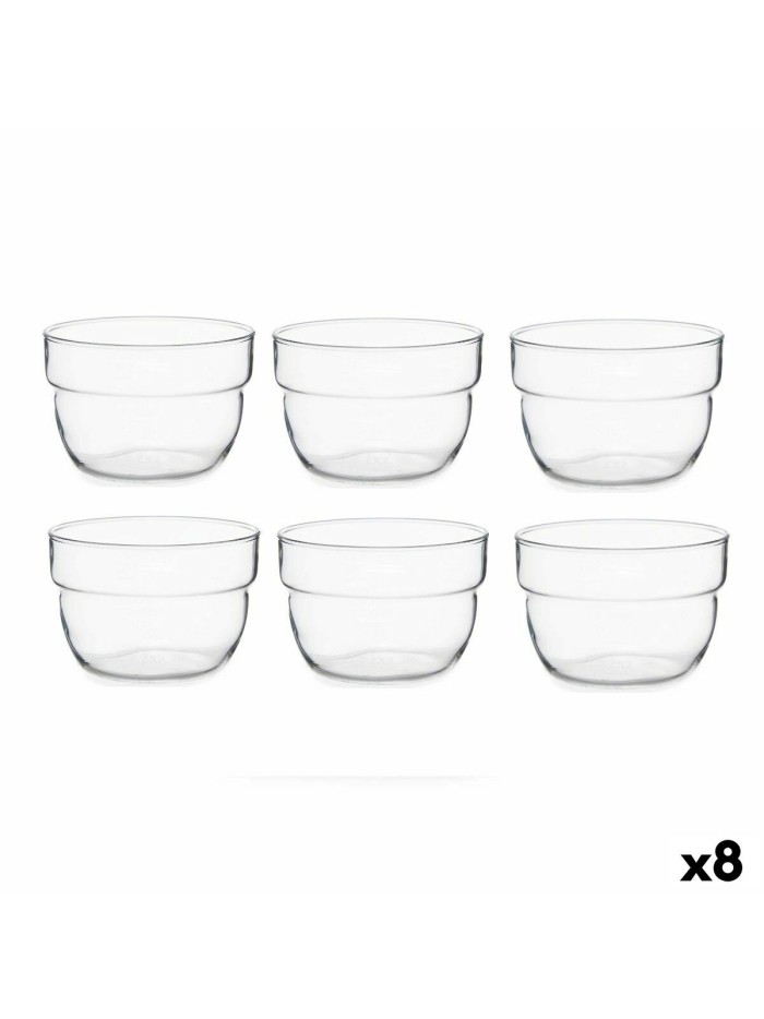 Set of bowls Motto Transparent Glass 200 ml (8 Units)