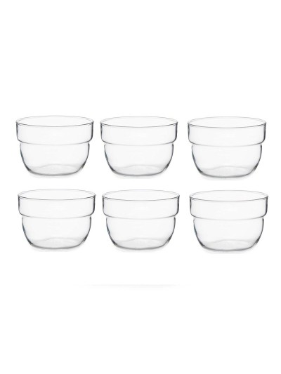 Set of bowls Motto Transparent Glass 200 ml (8 Units)