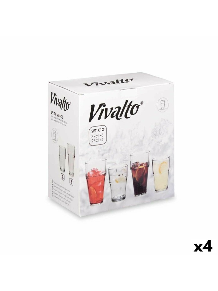 Set de Vasos Transparente Vidrio 260 ml 370 ml (4 Unidades)