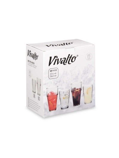Set de Vasos Transparente Vidrio 260 ml 370 ml (4 Unidades)