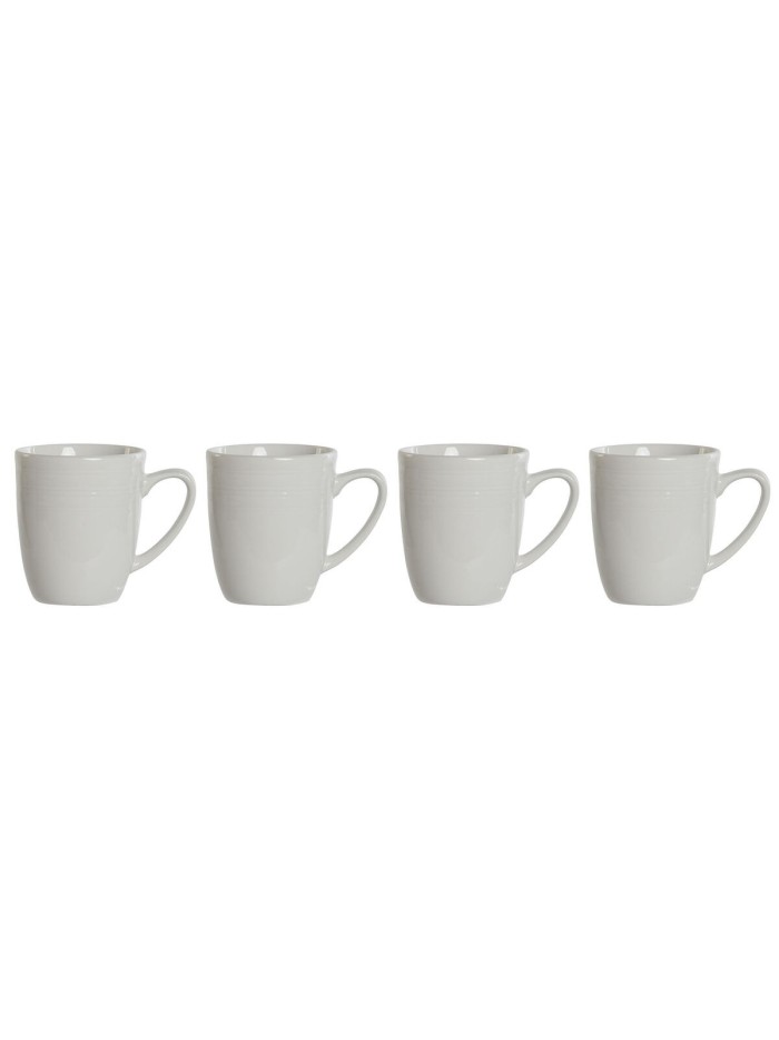 4 Piece Mug Set DKD Home Decor White Porcelain 330 ml 12 x 10 x 9 cm