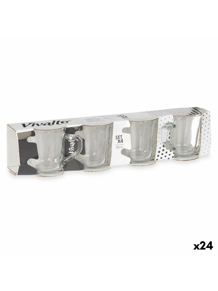 Ensemble de tasses à café Transparent verre 80 ml (24 Unités)
