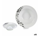Pasta Dish White Black 23 x 6,5 x 23 cm Porcelain (16 Units)