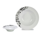 Plato para Pasta Blanco Negro Porcelana 30 x 7,5 x 30 cm (12 Unidades)