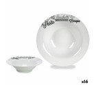 Plato para Pasta Blanco Negro Porcelana 23 x 2 x 23 cm (16 Unidades)
