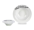 Plato para Pasta Blanco Negro Porcelana 23 x 2 x 23 cm (16 Unidades)