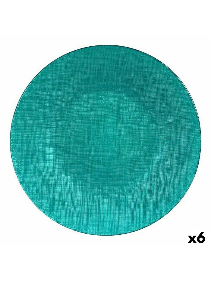 Plato Llano Turquesa Vidrio 27,5 x 2 x 27,5 cm (6 Unidades)