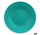 Plato Llano Turquesa Vidrio 27,5 x 2 x 27,5 cm (6 Unidades)