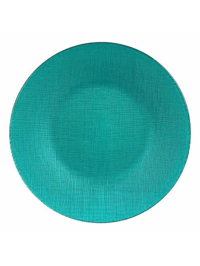 Plato Llano Turquesa Vidrio 27,5 x 2 x 27,5 cm (6 Unidades)