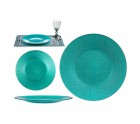 Plato Llano Turquesa Vidrio 27,5 x 2 x 27,5 cm (6 Unidades)