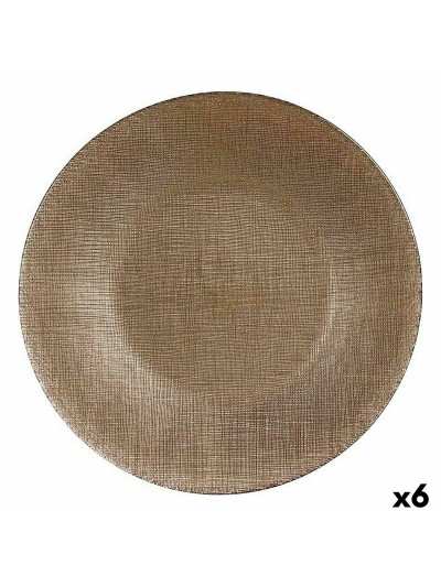 Plato Llano Dorado Vidrio 27 x 2 x 27 cm (6 Unidades)