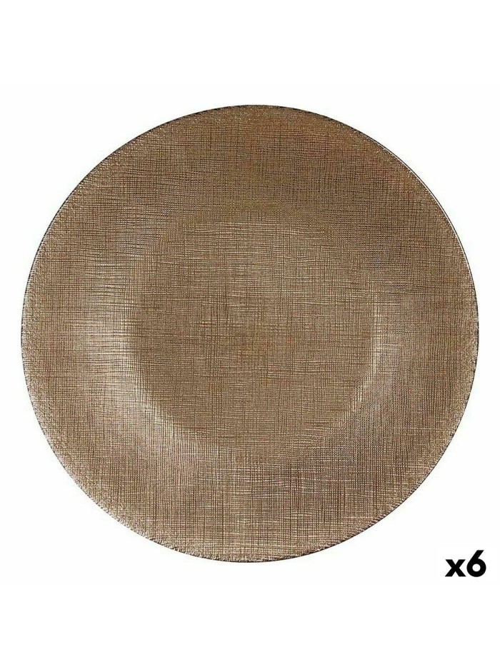 Plato Llano Dorado Vidrio 27 x 2 x 27 cm (6 Unidades)