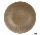 Plato Llano Dorado Vidrio 27 x 2 x 27 cm (6 Unidades)