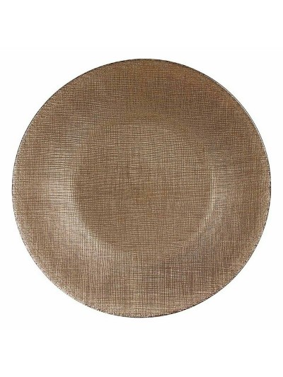 Plato Llano Dorado Vidrio 27 x 2 x 27 cm (6 Unidades)