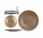 Plato Llano Dorado Vidrio 27 x 2 x 27 cm (6 Unidades)