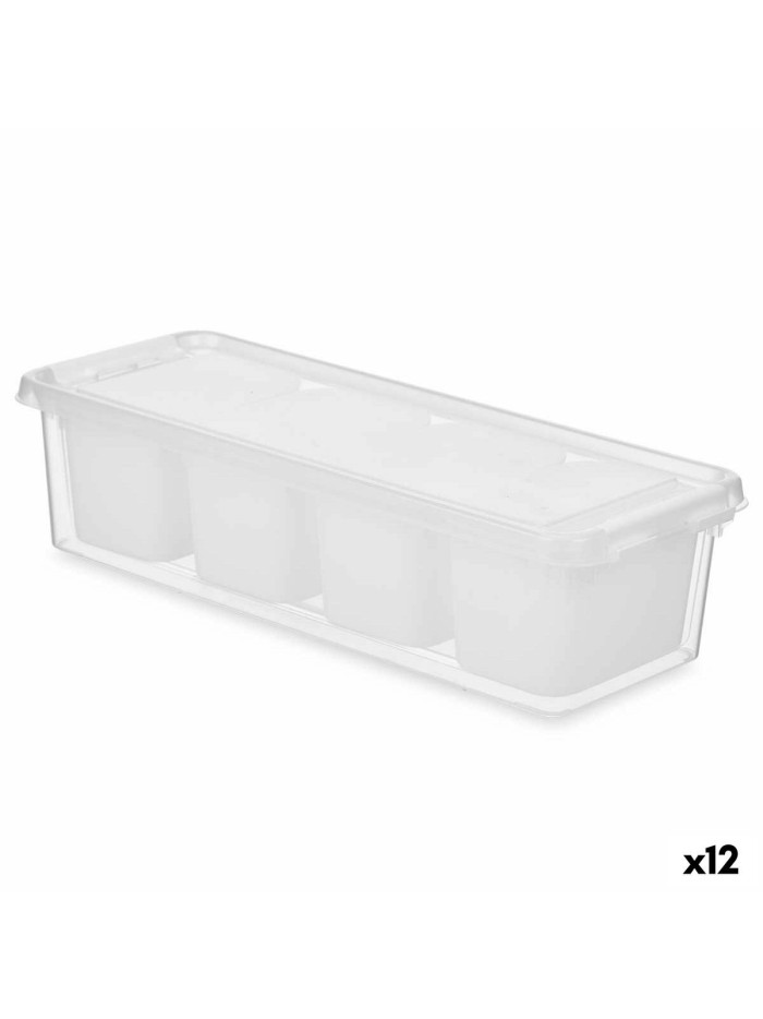 organisateur pour frigo Blanc Transparent Plastique 37,5 x 9 x 14,3 cm (12 Unités)