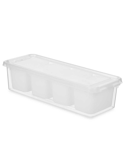 Fridge Organiser White Transparent Plastic 37,5 x 9 x 14,3 cm (12 Units)
