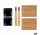 Sushi Set Black Ceramic Bamboo (6 Units)