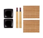 Sushi Set Black Ceramic Bamboo (6 Units)