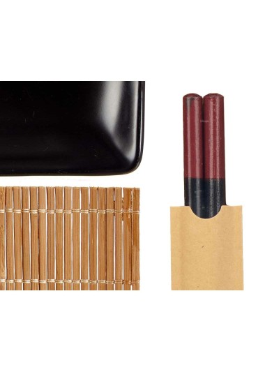 Set de Sushi Negro Cerámica Bambú (6 Unidades)