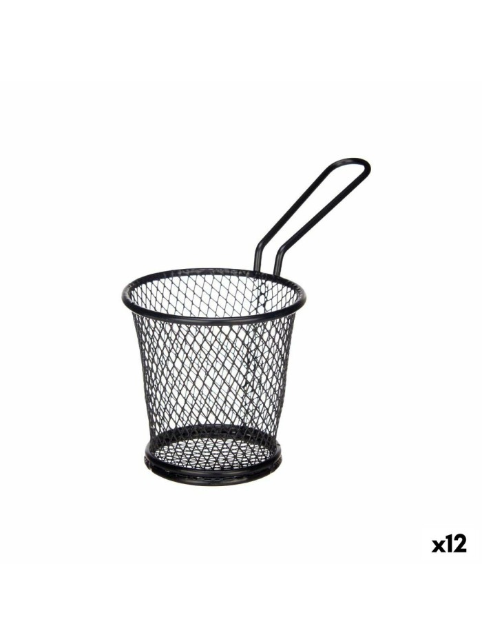 Cesta para Presentar Aperitivos Negro Metal 16 x 11,5 x 8 cm (12 Unidades)