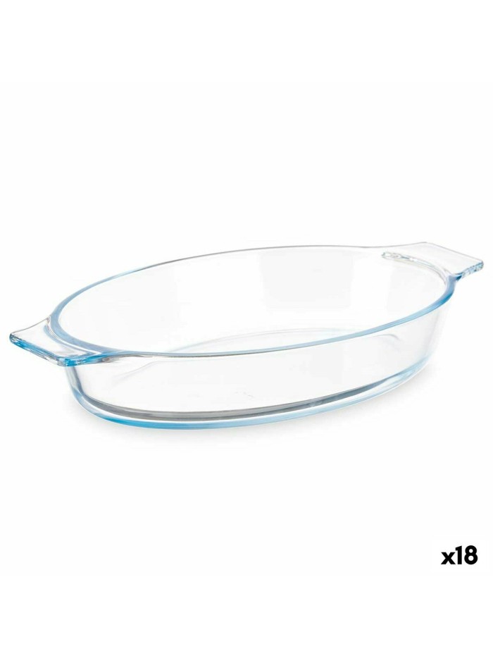Fuente de Cocina Con asas Transparente Vidrio de Borosilicato 800 ml 27 x 4,5 x 15,8 cm (18 Unidades)