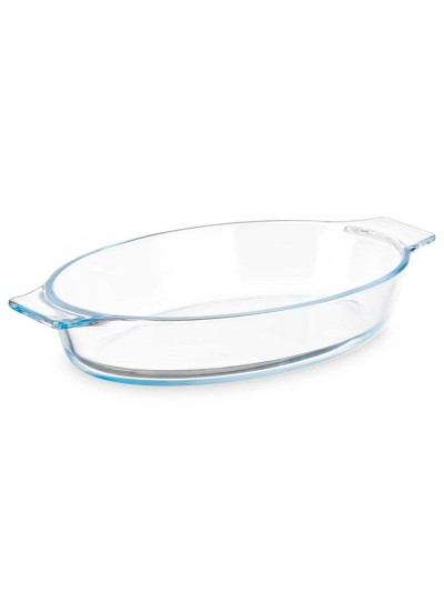 Serving Platter With handles Transparent Borosilicate Glass 800 ml 27 x 4,5 x 15,8 cm (18 Units)