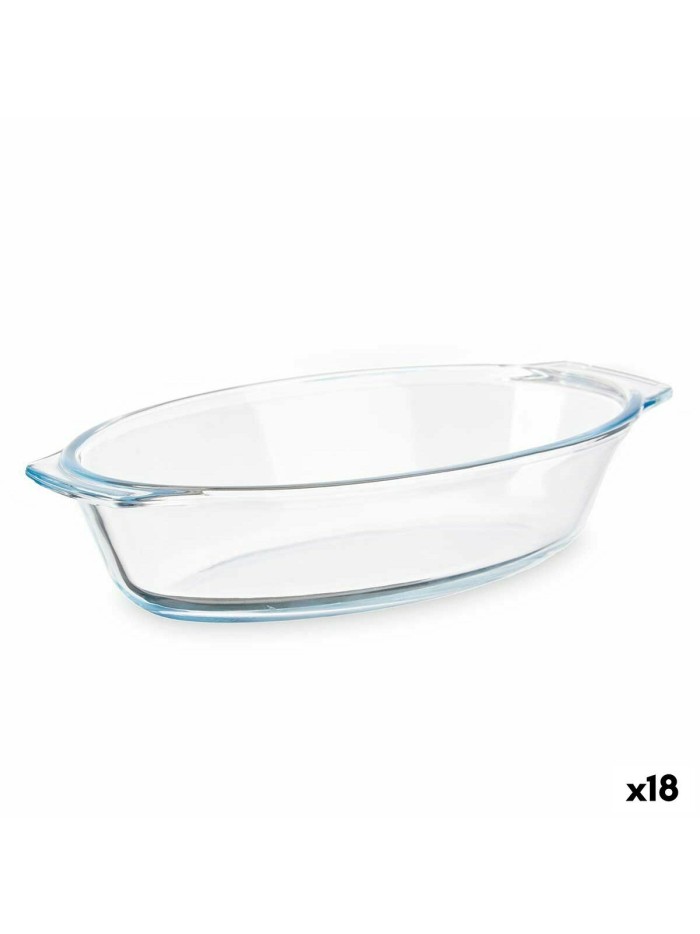 Serving Platter With handles Transparent Borosilicate Glass 700 ml 23,6 x 5,3 x 13 cm (18 Units)