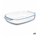Fuente de Cocina Con asas Transparente Vidrio de Borosilicato 2 L 30,2 x 6 x 19,6 cm (12 Unidades)