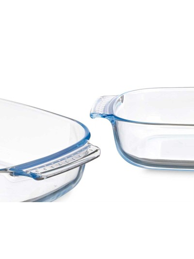 Serving Platter With handles Transparent Borosilicate Glass 2 L 30,2 x 6 x 19,6 cm (12 Units)