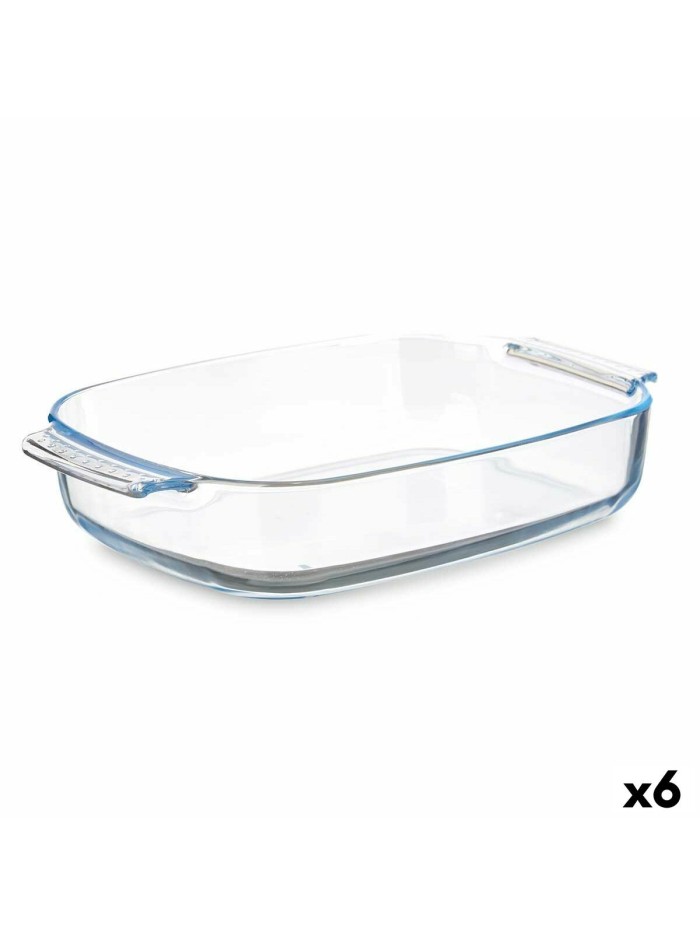 Serving Platter With handles Transparent Borosilicate Glass 3,8 L 38 x 6,5 x 25,4 cm (6 Units)