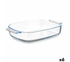 Fuente de Cocina Con asas Transparente Vidrio de Borosilicato 3,8 L 38 x 6,5 x 25,4 cm (6 Unidades)