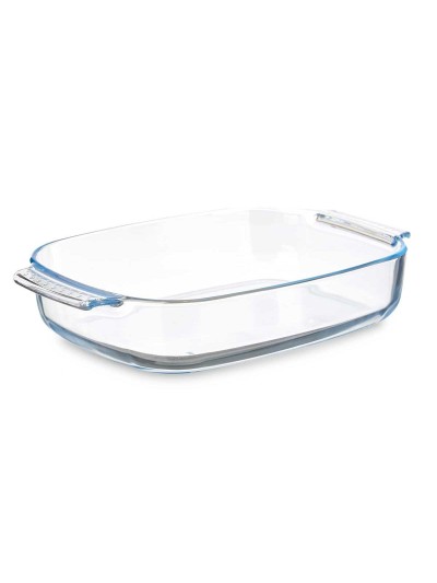Fuente de Cocina Con asas Transparente Vidrio de Borosilicato 3,8 L 38 x 6,5 x 25,4 cm (6 Unidades)
