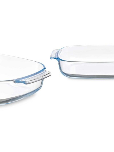 Fuente de Cocina Con asas Transparente Vidrio de Borosilicato 3,8 L 38 x 6,5 x 25,4 cm (6 Unidades)