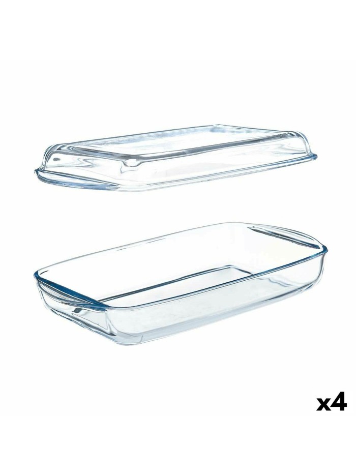 Plateau avec couvercle Borcam Transparent Verre Borosilicaté 1,9 L (4 Unités)