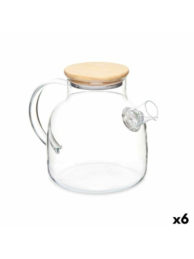 Carafe avec filtre pour infusions Bambou Verre Borosilicaté 1,2 L 22 x 16 x 14 cm (6 Unités)