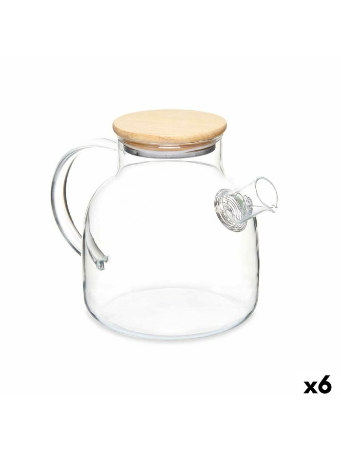 Mug with Infusion Filter Bamboo Borosilicate Glass 1,2 L 22 x 16 x 14 cm (6 Units)