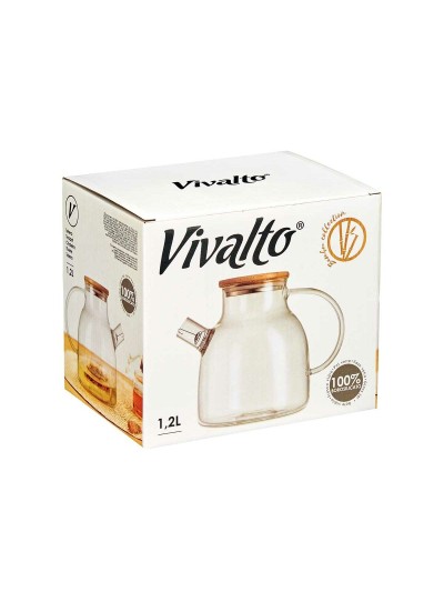 Mug with Infusion Filter Bamboo Borosilicate Glass 1,2 L 22 x 16 x 14 cm (6 Units)