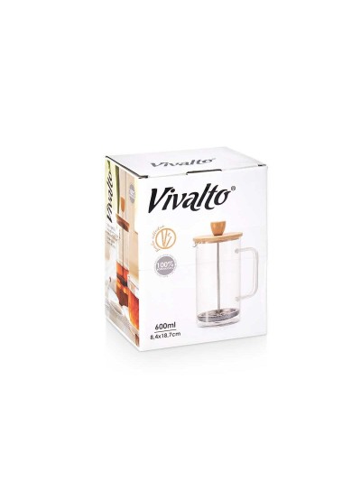 Teapot 600 ml Natural Bamboo Borosilicate Glass