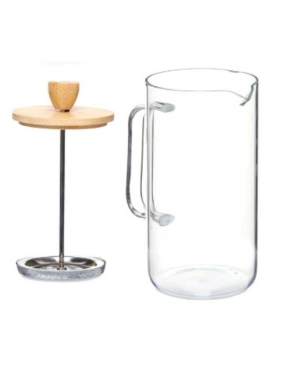 Tetera 600 ml Natural Bambú Vidrio de Borosilicato