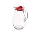 Jug Bistro Red Transparent Glass Plastic 1 L