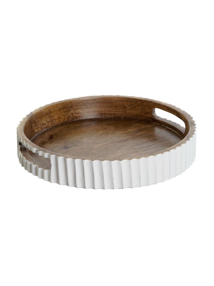 Plateau apéritif DKD Home Decor Blanc Brun foncé Bois de manguier 30 x 30 x 5 cm