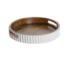 Bandeja de Aperitivos DKD Home Decor Blanco Marrón oscuro Madera de mango 30 x 30 x 5 cm