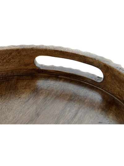 Snack tray DKD Home Decor White Dark brown Mango wood 30 x 30 x 5 cm