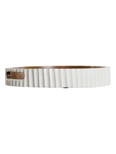 Bandeja de Aperitivos DKD Home Decor Blanco Marrón oscuro Madera de mango 30 x 30 x 5 cm