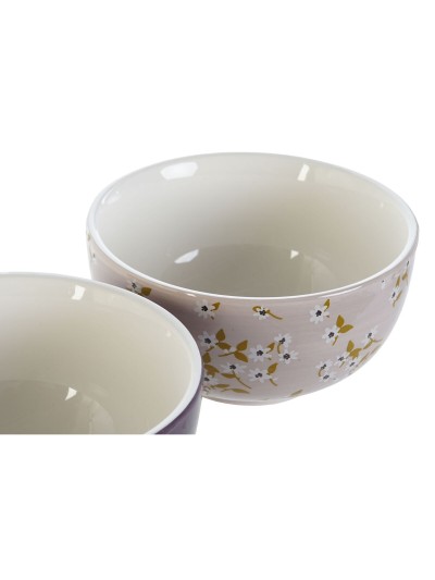 Bowl DKD Home Decor Green Pink Mustard Lilac Dolomite Shabby Chic 600 ml 14 x 14 x 7 cm (4 Units)